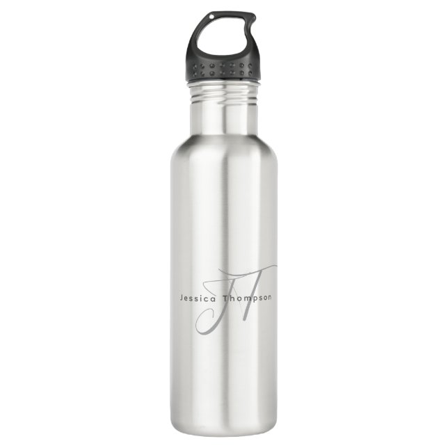 Bouteille D'eau Modern Elegant Plain Professional Name Monogram (Devant)
