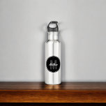 Bouteille D'eau Modern Simple Monogramme Nom de l'écriture manuscr<br><div class="desc">Monogramme moderne combiné avec police d'écriture.</div>