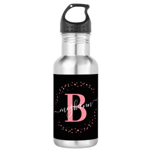 Bouteille D'eau Moderne écriture de nom Black Pink pour fille avec