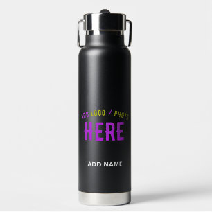 BOUTEILLE D'EAU MODERNE ET MODERNE PERSONNALISABLE NOIR VÉRIFIÉ