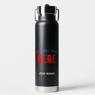BOUTEILLE D'EAU MODERNE ET MODERNE PERSONNALISABLE NOIR VÉRIFIÉ