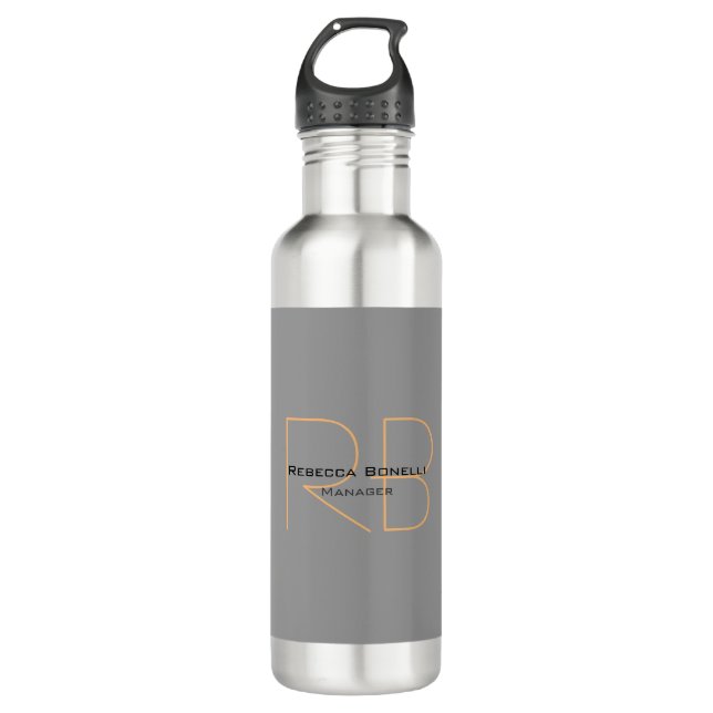 Bouteille D'eau Moderne minimaliste Plain Simple Monogramme Manage (Devant)