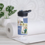 Bouteille D'eau Moderne multi photo famille bleue simple cadeau fa<br><div class="desc">Un cadeau moderne et élégant contemporain multi photo famille. La couleur bleu vif peut être changée.</div>