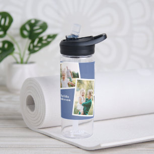 Bouteille D'eau Moderne multi photo famille bleue simple cadeau fa