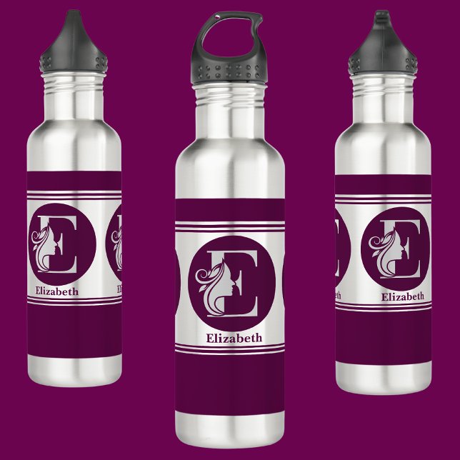 Bouteille D'eau Moderne Personnalisé Nom élégant Lettre (E) Monogr (Créateur téléchargé)