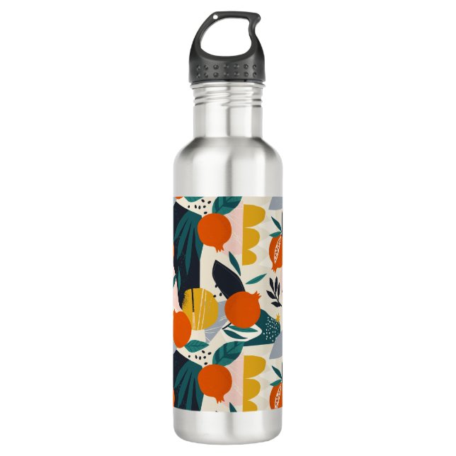Bouteille D'eau Moderne tendance Preppy Chic Apricot et Feuille (Devant)