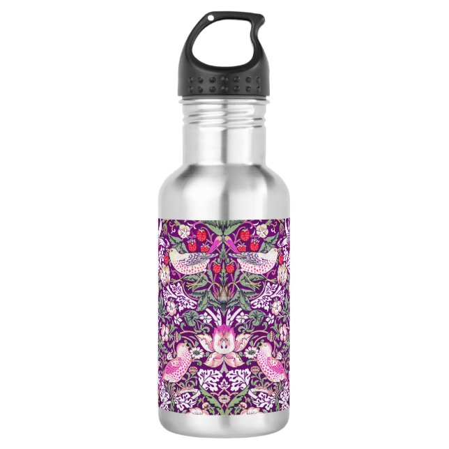 Bouteille D'eau Moderne Violet William Morris Voleur de Fraises  (Devant)