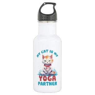 Bouteille D'eau Mon Chat Est Mon Partenaire De Yoga - Adorable Méd