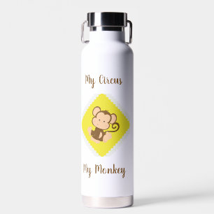 Bouteille D'eau Mon cirque Mon singe avec un nom personnalisé