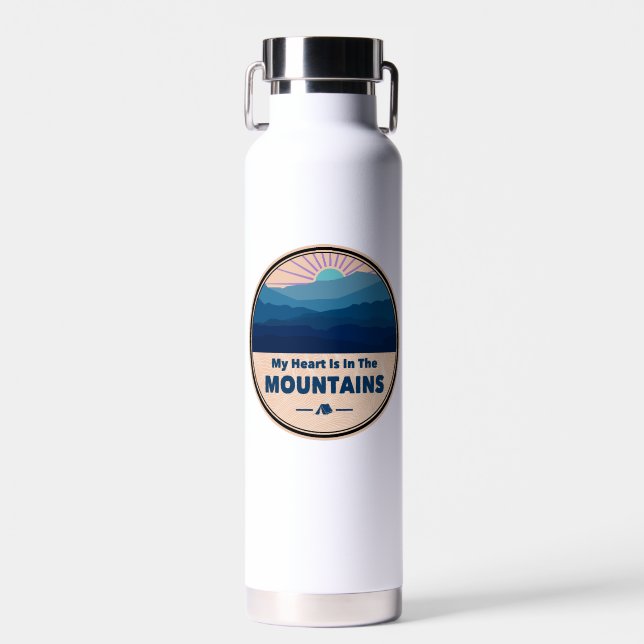 Bouteille D'eau Mon coeur est dans les montagnes (Avant)