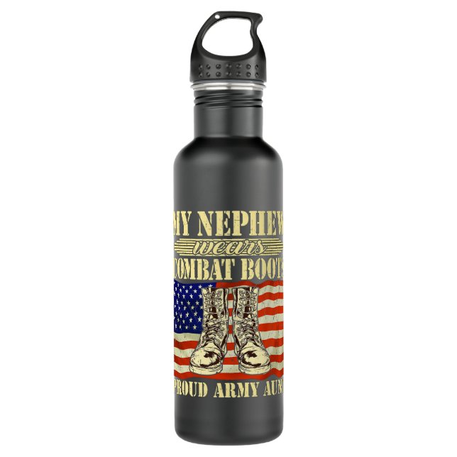 Bouteille D'eau Mon Nephew Porte Des Bottes De Combat Fière Tante  (Devant)