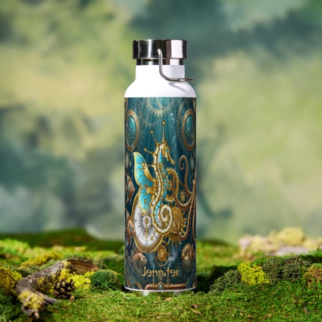 Bouteille D'eau Monde sous-marin Steampunk Hippocampe (Extérieur (pivotée))