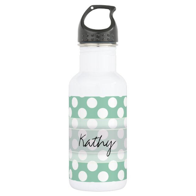 Bouteille D'eau Monogram Mint Green Cute Chic Polka Motif (Devant)