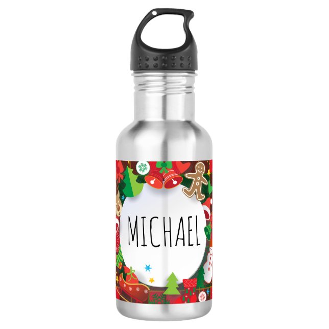 Bouteille D'eau Monogram Winter Holiday Christmas Scottish Pattern (Devant)