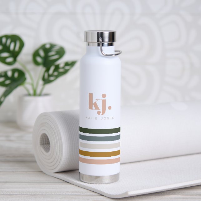 Bouteille D'eau Monogramme Bandes Rétro Chic (Yoga)