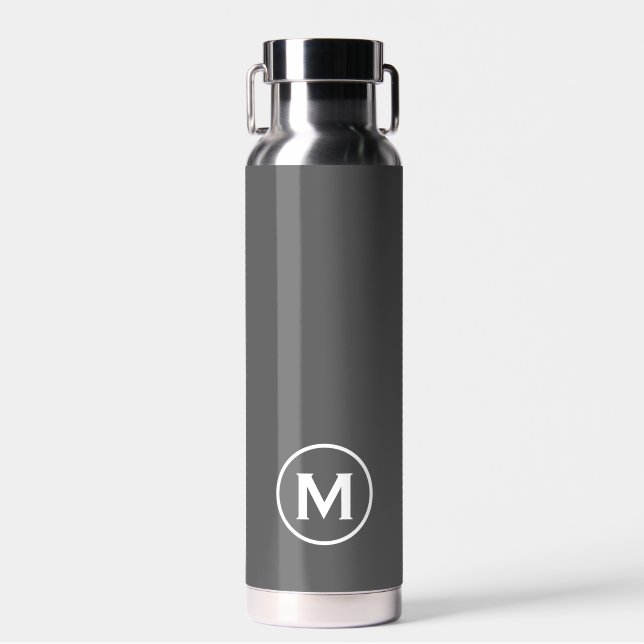 Bouteille D'eau Monogramme blanc gris minimal moderne (Avant)