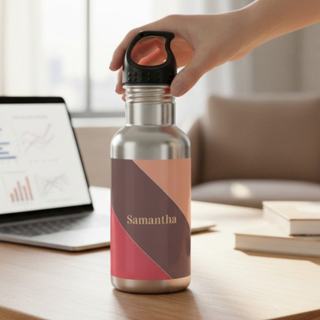 Bouteille D'eau Monogramme Brown et marron rayé (Créateur téléchargé)