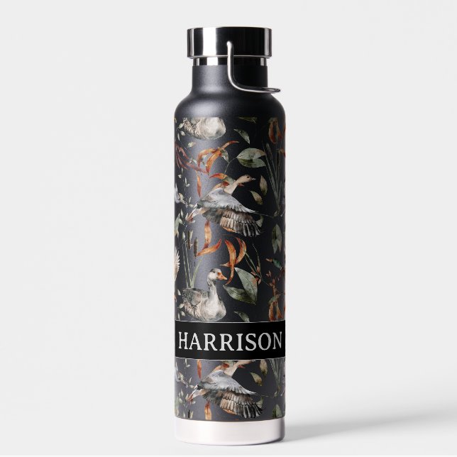 Bouteille D'eau Monogramme Canard Oie Lapin Chasse Feuilles d'auto (Gauche)