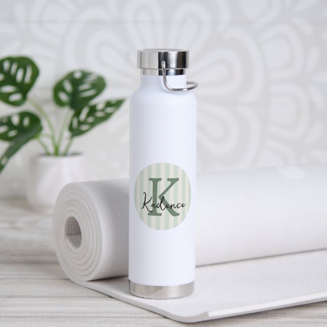 Bouteille D'eau Monogramme Cercle Rayé Toutes Couleurs (Yoga (pivoté))