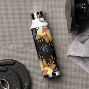 Bouteille D'eau Monogramme chic citron noir