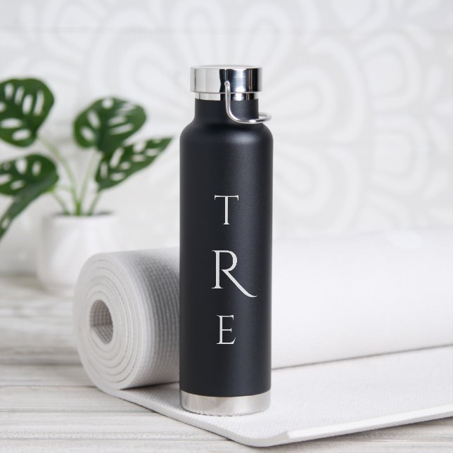 Bouteille D'eau Monogramme chic sur noir (Yoga)