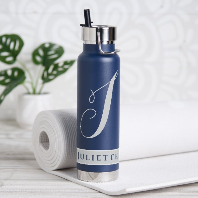 BOUTEILLE D'EAU MONOGRAMME CLASSIQUE SIMPLE INITIAL NOMMÉ ARGENT B (Yoga)