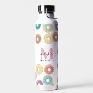 Bouteille D'eau Monogramme coloré Pastel Donuts & Sprinkings