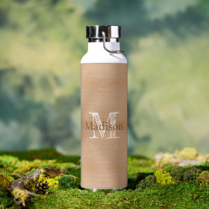 Bouteille D'eau Monogramme de bois brun clair