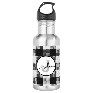 Bouteille D'eau Monogramme de Buffle noir et blanc tendance