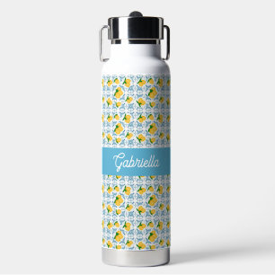 Bouteille D'eau Monogramme de carreau bleu citron pays français