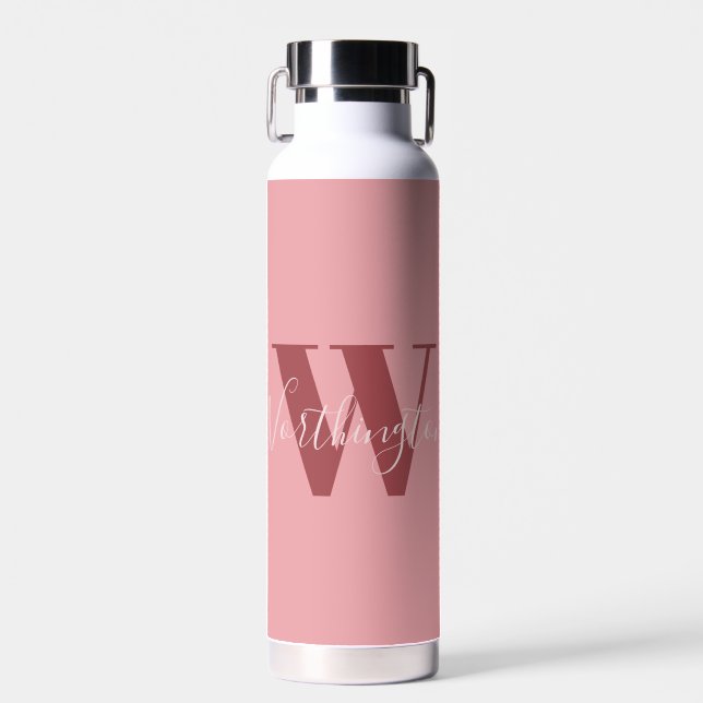 Bouteille D'eau Monogramme de fille et nom rose roux (Avant)