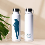 Bouteille D'eau Monogramme de Golfeur féminin couleur bleu moderne<br><div class="desc">Ce design moderne de bouteille d'eau comprend un golfeur et vos initiales en texte bleu gras pour un look simple,  élégant,  mais professionnel. Ajoutez votre nom et faites-le le vôtre.</div>