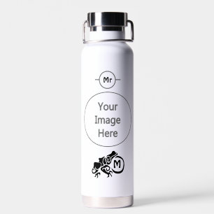 Bouteille D'eau Monogramme de grenouille tribale Wick