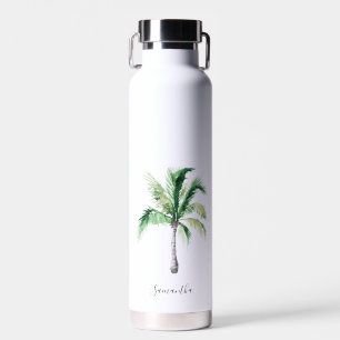 Bouteille D'eau Monogramme de palmier moderne personnalisé