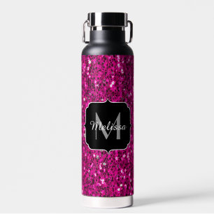 Bouteille D'eau Monogramme de parties scintillant étincelante rose