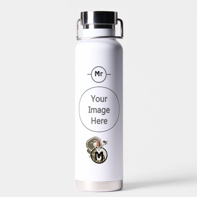 Bouteille D'eau Monogramme de salamandre en tête de marteau (Arrière)