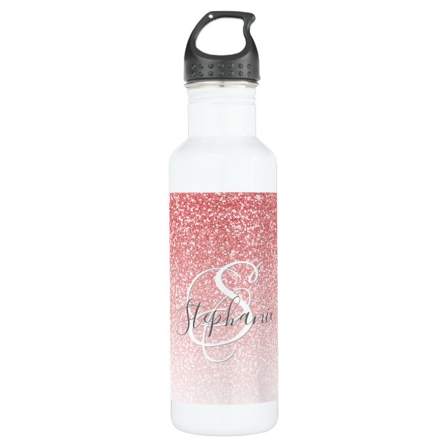 Bouteille D'eau Monogramme de script Ombre de Parties scintillant  (Devant)