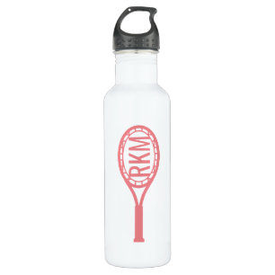 Bouteille D'eau Monogramme de tennis Raquette rose personnalisée