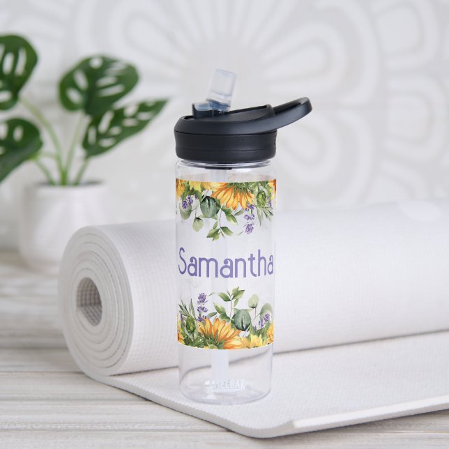 Bouteille D'eau Monogramme de tournesol (Yoga)