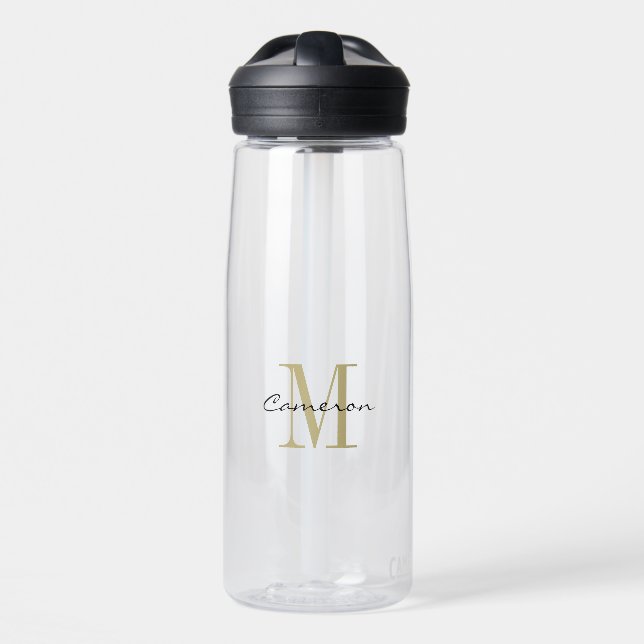 Bouteille D'eau Monogramme d'or initial et nom personnalisé (Avant)