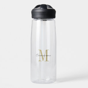 Bouteille D'eau Monogramme d'or Initiale et nom Staines personnali