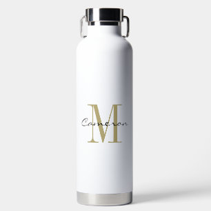 Bouteille D'eau Monogramme d'or Initiale et nom Staines personnali