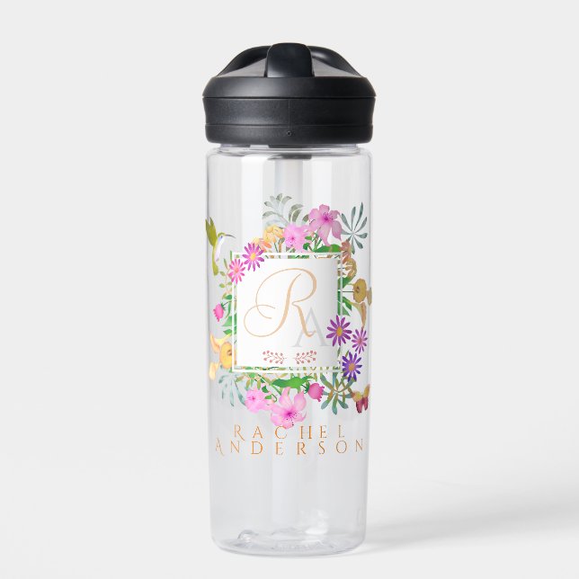 Bouteille D'eau Monogramme du jardin floral (Extérieur)