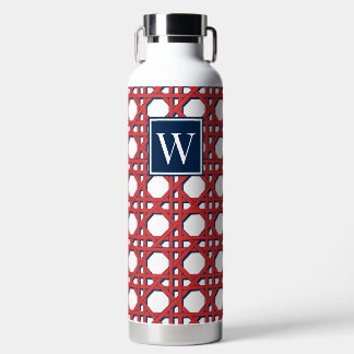 Bouteille D'eau Monogramme en treillis de rotin rouge Prépa