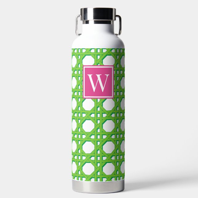 Bouteille D'eau Monogramme en treillis de rotin vert citron prépar (Avant)