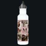 Bouteille D'eau Monogramme et collage photo personnalisés en rose<br><div class="desc">Ce 12 Photo Collage Famille moderne Bouteille d'eau personnalisée est la façon parfaite de transformer vos photos de famille préférées en un gardien mignon et tendance. Avec un design simple, moderne et élégant Monogram, il est entièrement personnalisable pour s'adapter à votre style. Idéal pour faire un don à l’occasion de...</div>