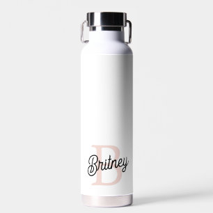 Bouteille D'eau Monogramme et nom personnalisé moderne Pastel Pink