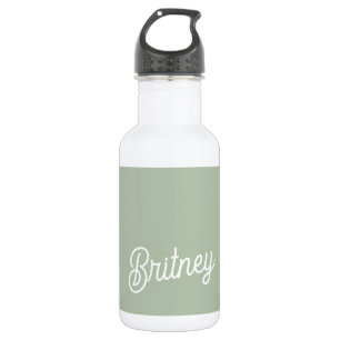 Bouteille D'eau Monogramme et nom personnalisés de Sage Vert moder