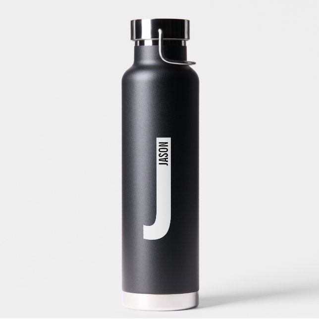 Bouteille D'eau Monogramme et nom personnalisés modernes (Gauche)