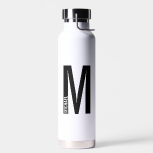 Bouteille D'eau Monogramme et nom personnalisés modernes